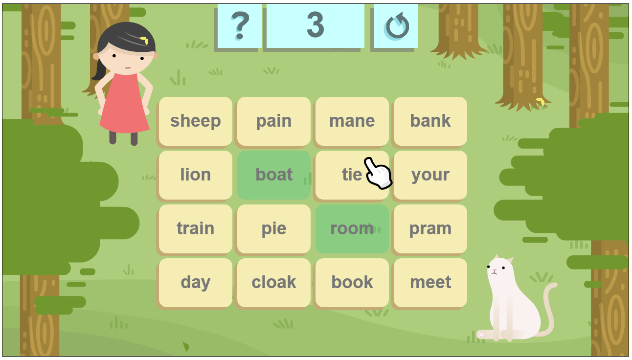 screenshot of phonics game